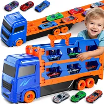 Comprar Jitnetiy Camiones De Juguetes Transporte 7 En 1 Para Niños Con Pista,164.5CM Camiones Grande Plegable Y Deformable, Con 6 Coches De Juguete Pequeños,Juguete Infantil Regalo Cumpleaños Navidad