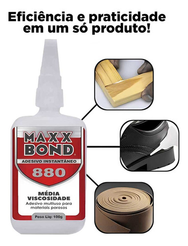 Super Cola Adesivo Instantâneo 880 Multiuso 100g -maxx Bond