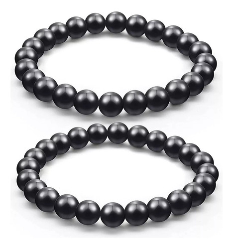 Natural Ebony Black Obsidian Bracelet Men's Hundred Dark