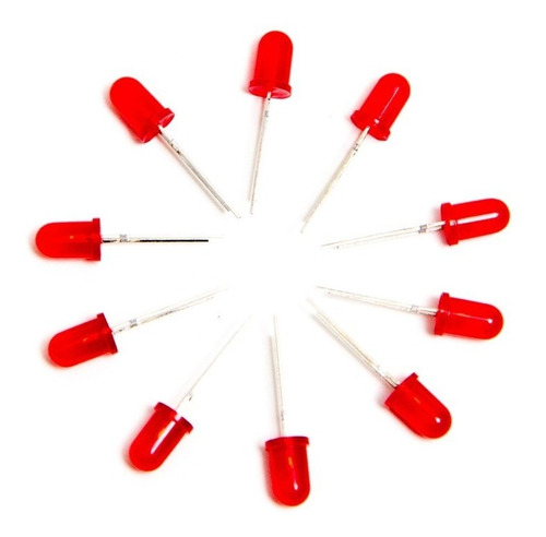 Pack 10 Leds 5mm Rojo Difuso Arduino Nubbeo