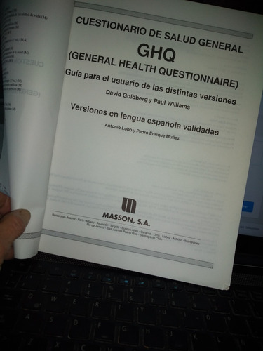 Cuestionario De Salud Mental Ghq Golberg Con Fichas