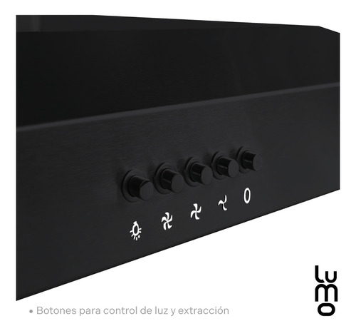 Campana Cocina Extractora De Pared 60 Cm Acero Inox Luz Led Color Negro