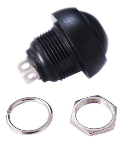 10 Piezas - Pbs-33b Mini Push Button Boton Contra Agua 12mm Color Negro