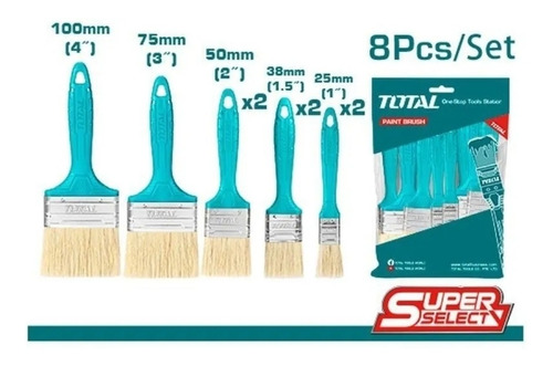 Imagen 2 de 3 de Set 8 Brochas Para Pintura Total Super Select Tht8450801
