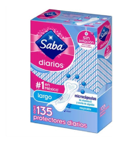 Pantiprotectores Saba Diarios Largos 135 Pzas
