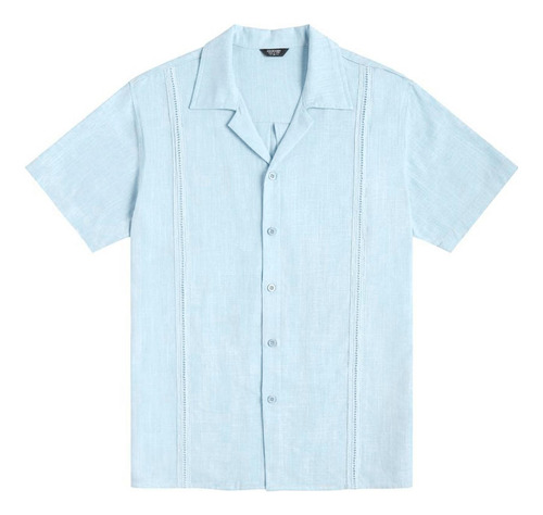 Lino Casual Cubana Guayabera Camisas De Playa De Manga Corta