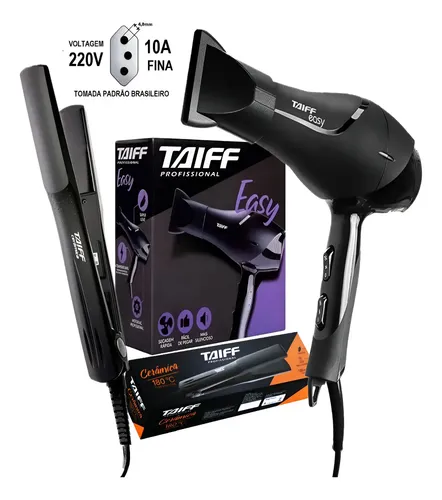 Kit Taiff Secador Easy 1700w+ Prancha Cerâmica 180c Original