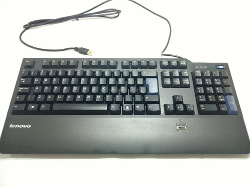 Teclado Lenovo Kuf0452 Com Leitor Biométrico E Ç Cabo Usb