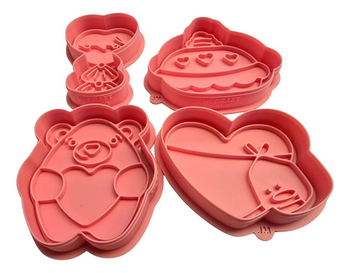 Cortador De Galleta San Valentín 10 Cm Kit 4 Pzas Rosa