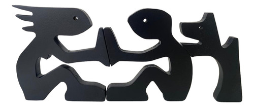 Escultura Decorativa Casal E O Cachorro 35x15cm Cor Preto