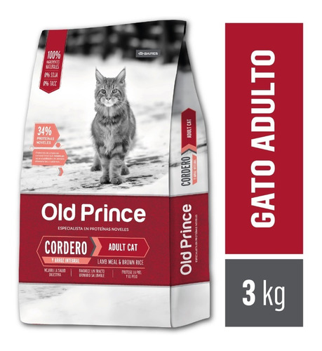 Old Prince Novel Cordero Y Arroz Gatos Adultos X 3 Kg Kangoo