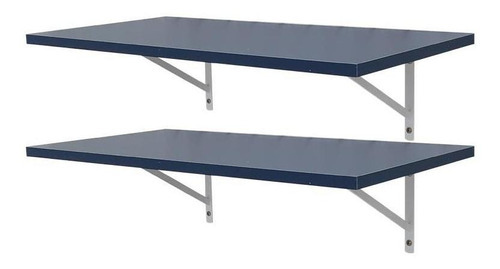 Kit 2 Prateleiras 80 X 25cm Azul Com Mão Francesa