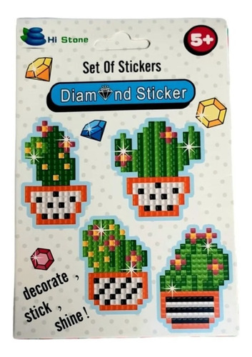 Imagen 1 de 3 de Juego Decora Tus Stickers Con Piedritas Cactus