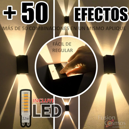 Aplique Pared Interior Luz Transformable 50 Efectos Led 12w