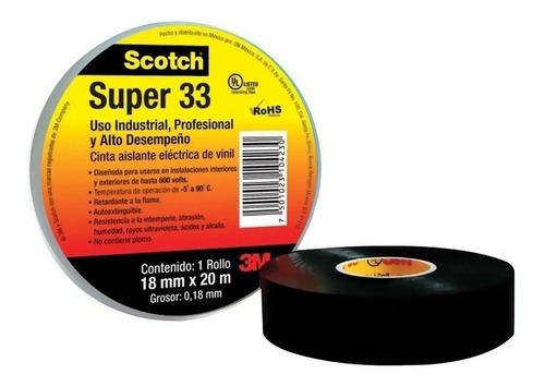 Cinta Aislante Elect Super 33 Scotch Industrial (10 Pz)