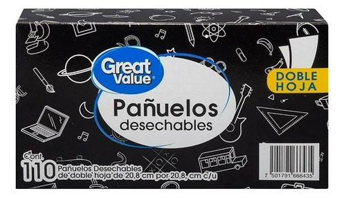 8 Pzas Pañuelos Faciales Great Value 110 Pzas