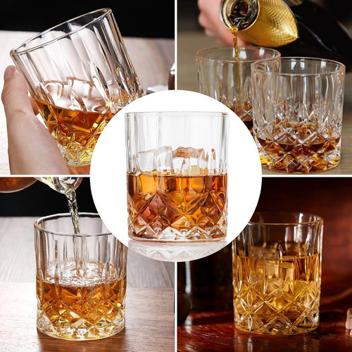 Set De 6 Vasos De Vidrio Para Whisky Licor 310ml Whiskeros Transparente