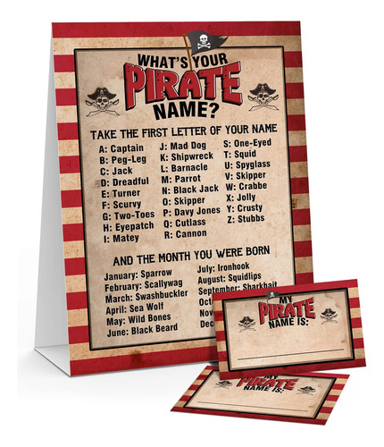 Lwbeo Whats Your Pirate Name - Juego De Fiesta De Cumpleaños