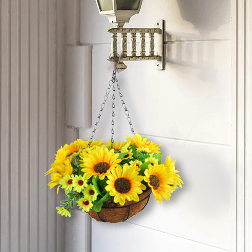 Cesta Colgante Artificial Flores Girasoles De Seda
