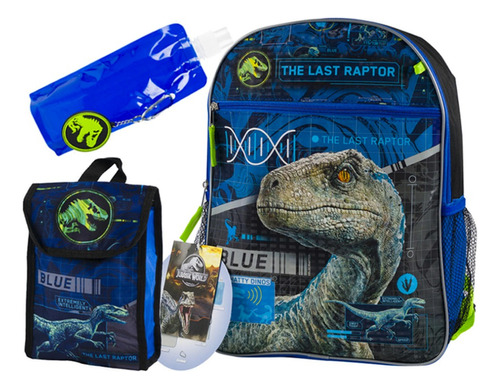 Mochila Escolar Jurassic World Set Con 5 Piezas