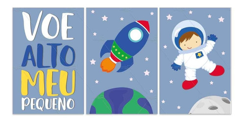 Placa Quadro Para Quarto Infantil Menino Bebe Astronauta