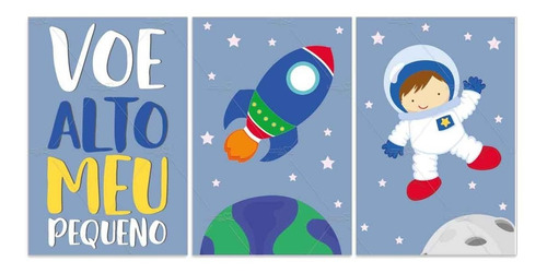 Imagem 1 de 3 de Placa Quadro Para Quarto Infantil Menino Bebe Astronauta