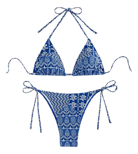 Bikini De Baño Brasileño Con Estampado De Flexiones Para Muj