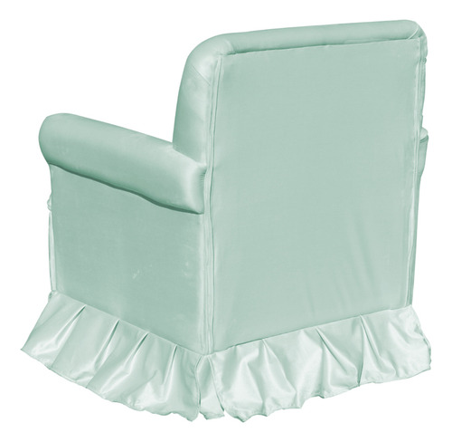 Poltrona Amamentação Com Balanço + Puff Laura Veludo Acqua