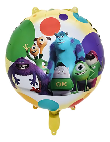 Pack 5 Globos Monsters Inc University Ok Metalizados 45cm Amarillo Claro Monsters, Inc.