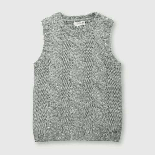 Sweater De Niña Sin Mangas Gris Melange (2 A 12 Años)