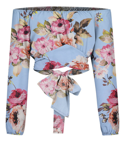 Top Corto Fruncido Con Hombros Descubiertos For Mujer