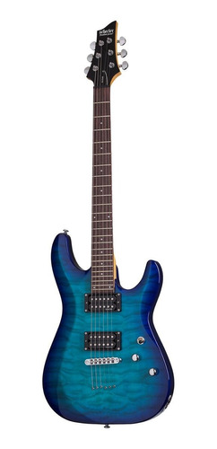 Guitarra eléctrica Schecter C-6 Plus de tilo ocean blue burst con diapasón de palo de rosa