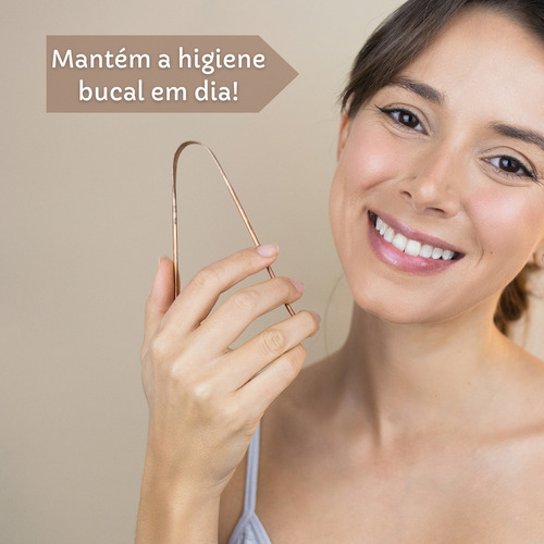 Raspador Limpador Limpa Língua NO2PROBLEMS Cor Cobre Ayurveda Puro Bucal