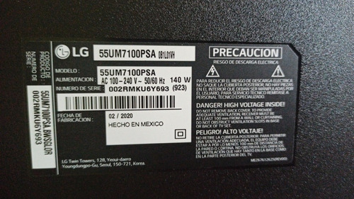 Imagen 2 de 3 de Tv LG Modelo 55un7100psa Con Pantalla Partida