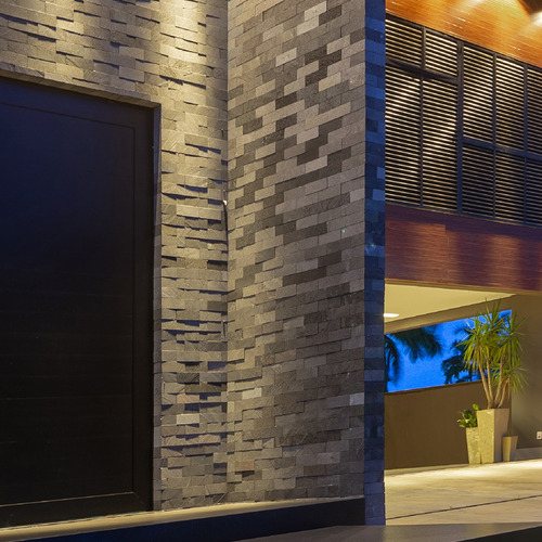 Pedra Hitam Tijolo Lisa Hitam Brick 23x75 Black Lava Brick