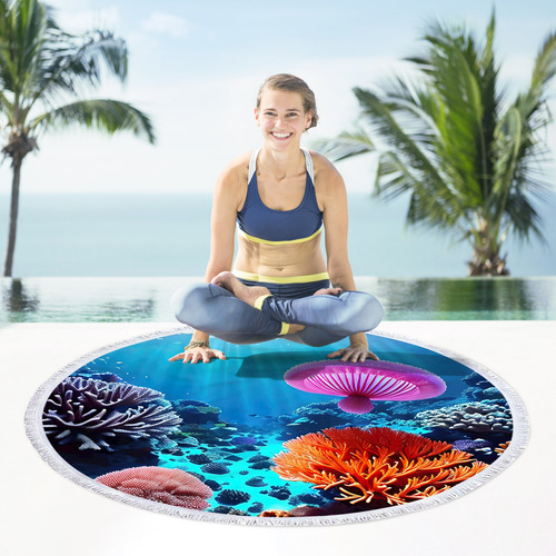 Toalla De Playa I Con Estampado Redondo De Microfibra Superl