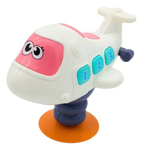 Sonajero Bebe Avion Con Sopapa Para Mesa Con Luz Y Sonido Color Blanco Diseño Avion Musical