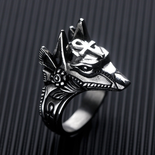 2 Anillos Guardian Egipcio Anubis Dios Serpiente Agata A237