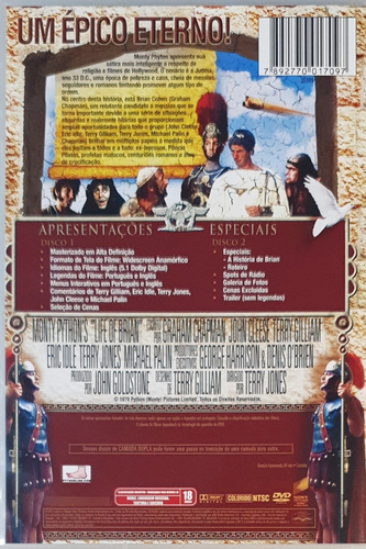 Dvd Monty Python A Vida De Brian Terry Gilliam Impecável2dvd