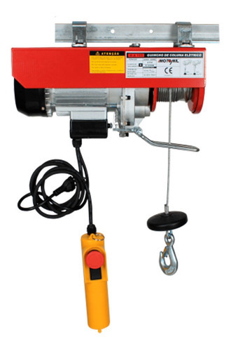 Guincho De Coluna Elétrico 500/1000kg Mono Ha107 Motomil Cor Vermelho Quantidade De Cordas 1