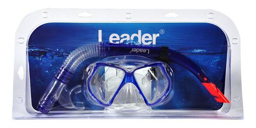 Kit Máscara + Snorkel Leader Ld295 Azul