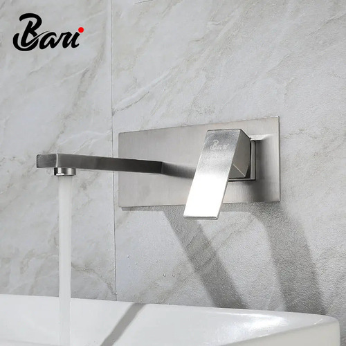 Grifería De Lavamano De Pared Brush Nickel Bari