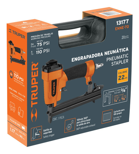 Engrapadora Neumática Profesional Calibre 22 Truper 13177