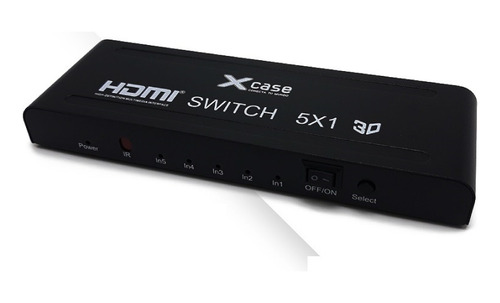Switch Hdmi Xcase De 5x1 Resolucion Full Hd 3d Metalico
