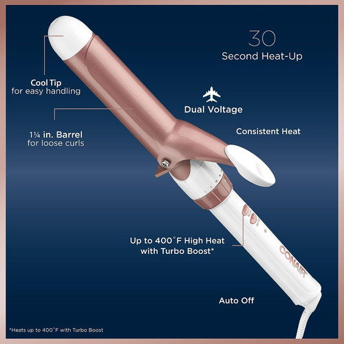 Conair Double Ceramic 1 1/4-inch Curling Iron, White/rose...