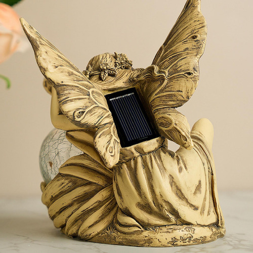 Garden Solar Statue Light Lawn Ornament, Elf Girl Sculpture