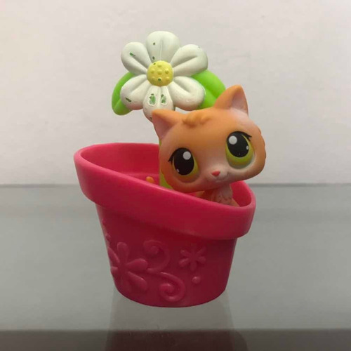 Littlest Pet Shop Gato Laranja Vaso De Flor Geração 1 #86 (Usado)