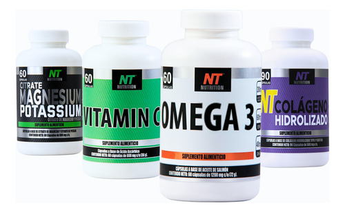Magnesio Y Potasio, Colageno, Omega 3 Y Vit C Nt Nutrition Sabor Natural