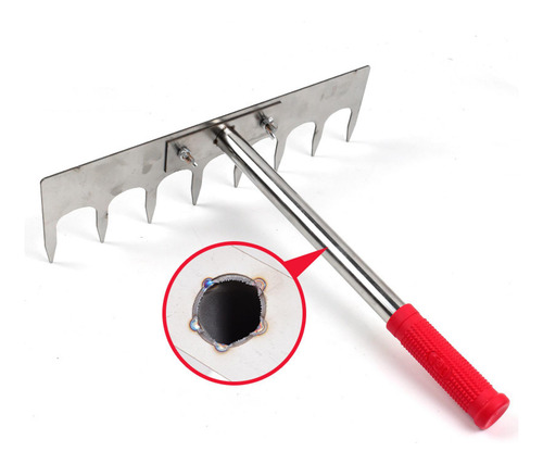 Garden Leaf Rake Acero Inoxidable Con Manejo Antideslizante