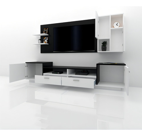 Modular Moderno Mueble Living Panel Para Lcd/led H/55 Color Marrón
